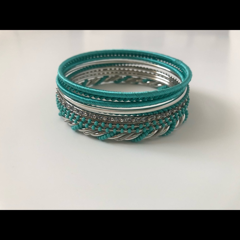 Silver/Turquoise Bracelet Set - Picture 3 of 5